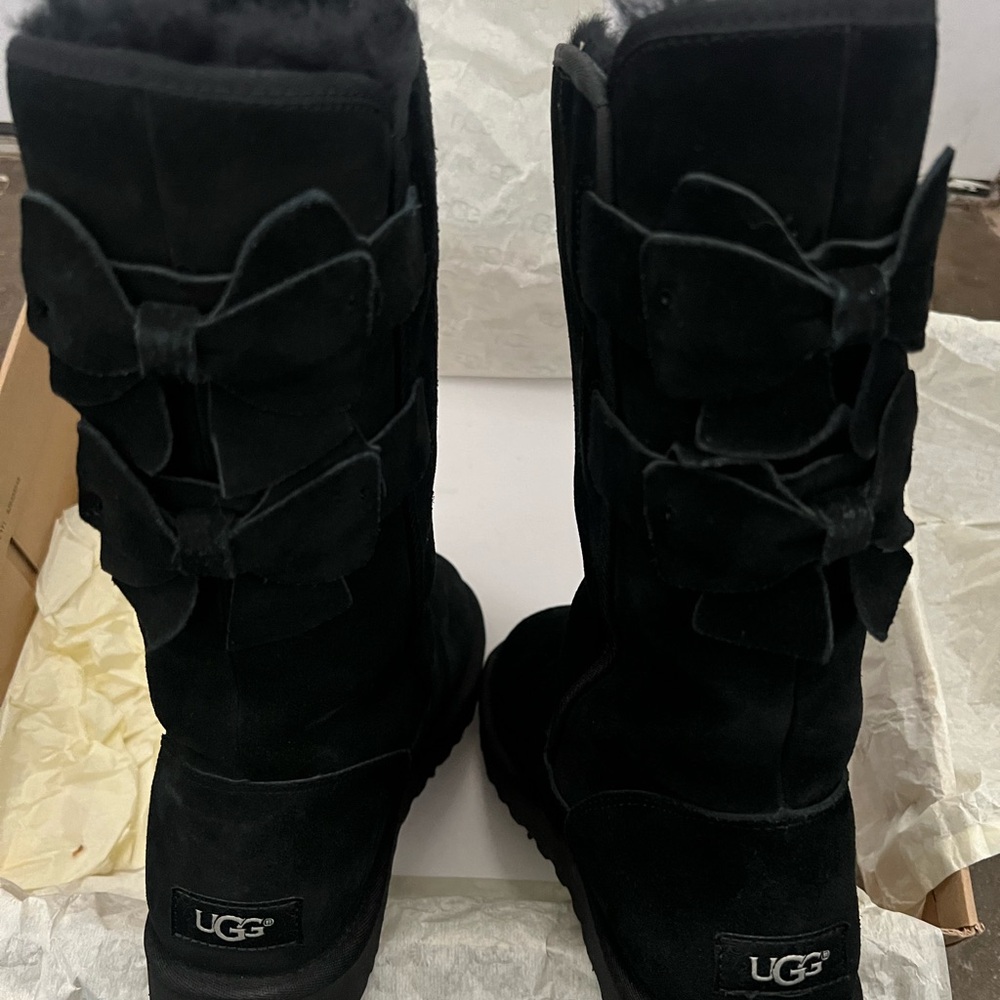 UGG Women's Black Suede Bow Boots
